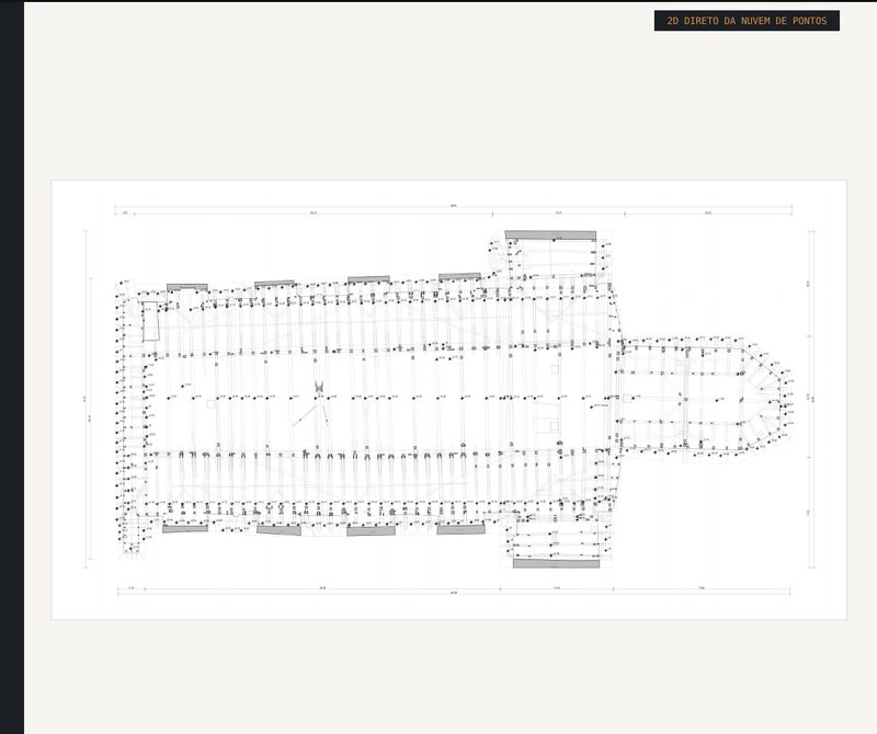 Planta da estrutura de cobertura da igreja
